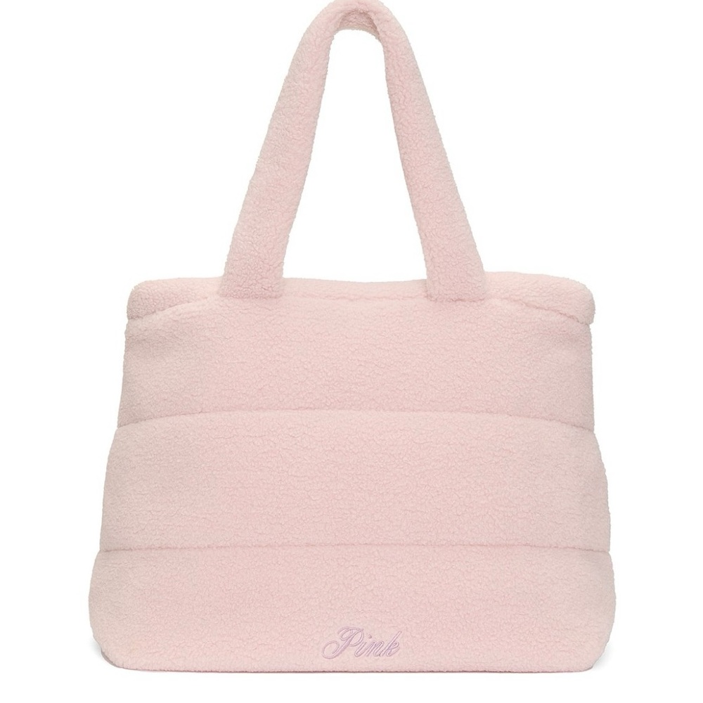 NWT Victoria's Secret PINK Cozy Fleece Plush Tote Travel Bag 2025 - Picture 2 of 6